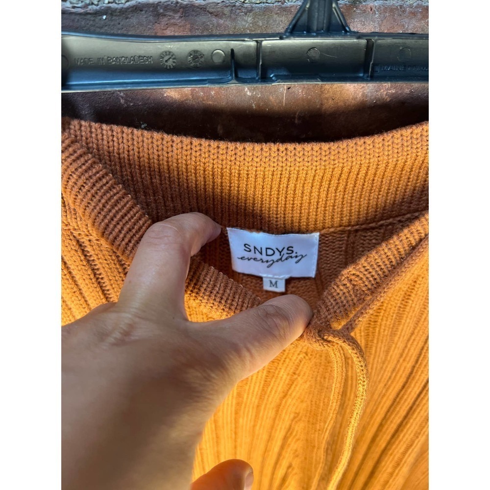 SNDYS Hendrix Ribbed Knit Drawstring Pants Burnt Orange Wide Leg Lounge Pants M - Picture 9 of 9